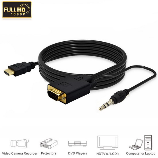 1080P Full HD HDMI to VGA Converter Adapter Cable