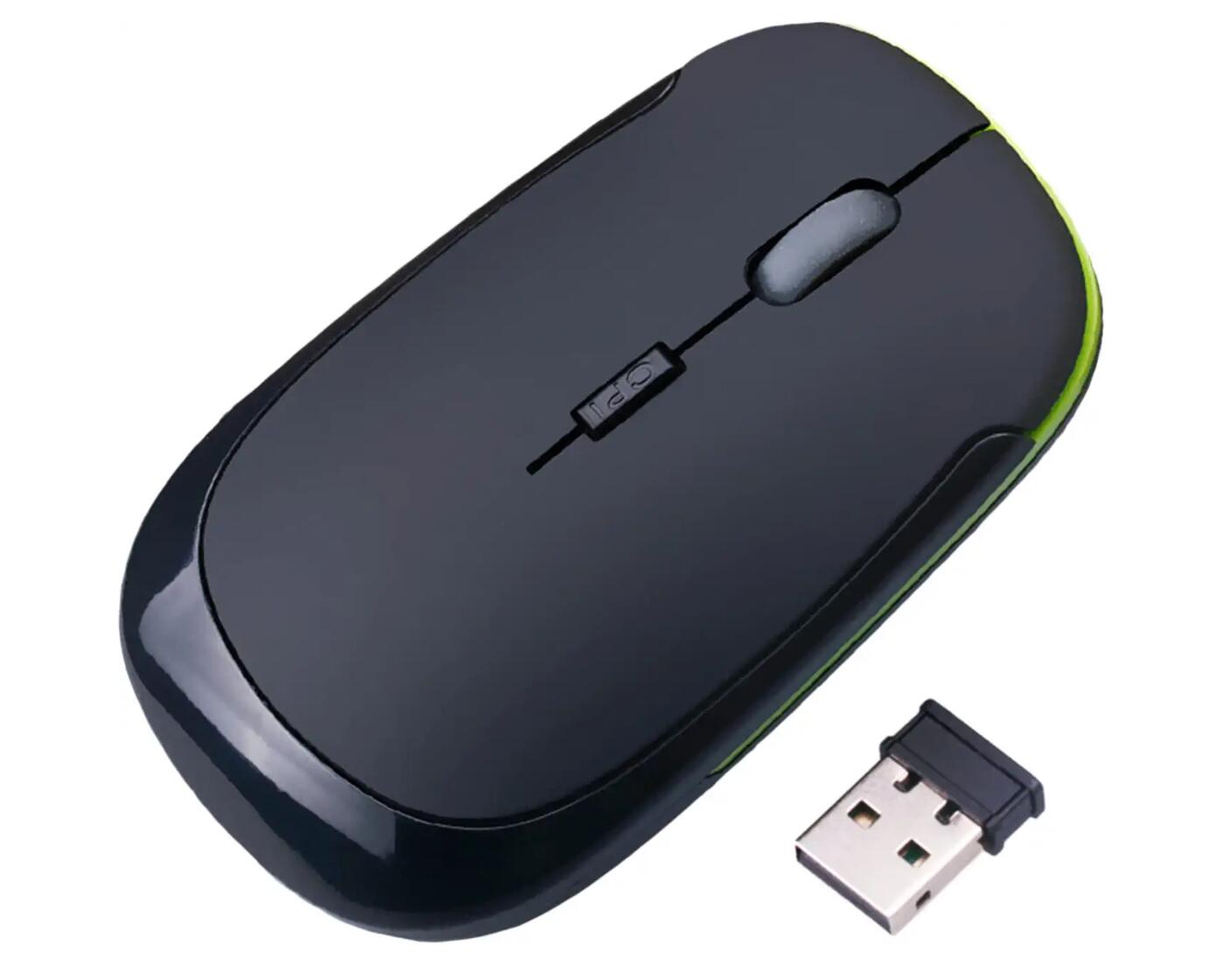 JINHEZO for Computer Laptop Mouse Wireless, 2.4G Portable USB Optical Wireless Slim Computer Mice with USB Nano Receiver, Compatible with Win XP, 8, 9, 10, 11, etc (Black)
